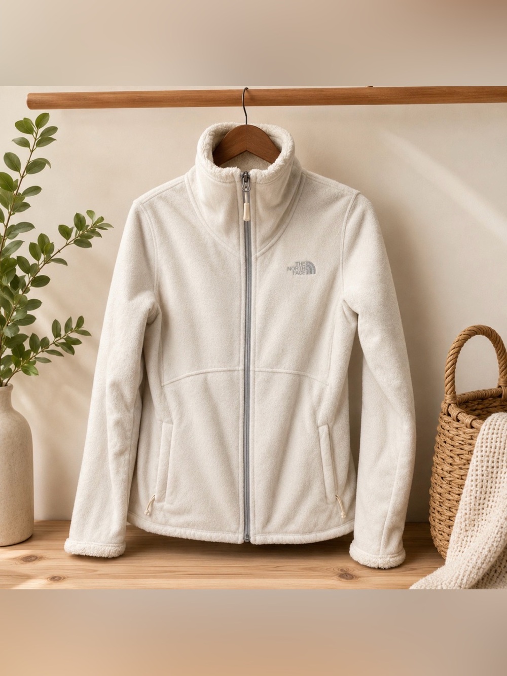 The North face size SP white full zip sweater jacket